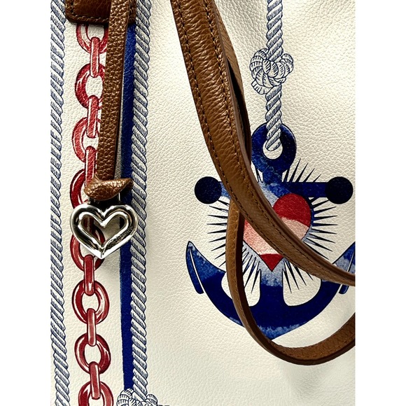 NWT Brighton Anchor & Soul Sailors Heart Leather Tote Bag Multi NWTS - Picture 3 of 12
